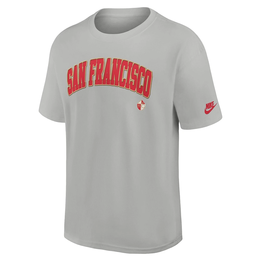 T-shirt Nike Rewind Max90 argenté pour homme avec logo San Francisco 49ers