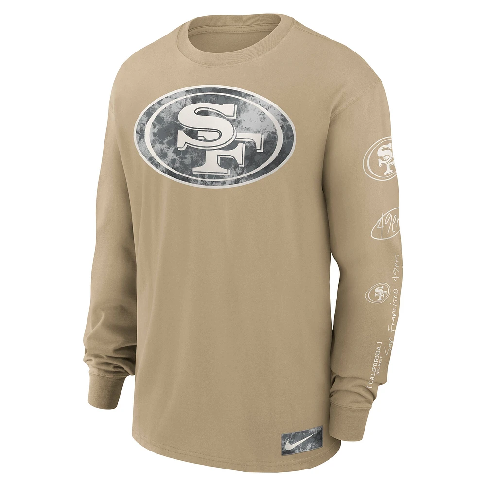 Men's Nike Tan San Francisco 49ers Essential Statement Max90 Long Sleeve T-Shirt