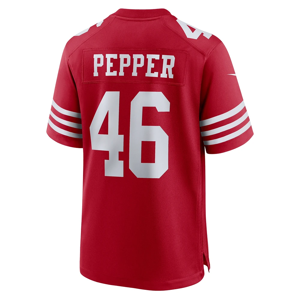 Maillot de match Nike Taybor Pepper Scarlet San Francisco 49ers pour homme