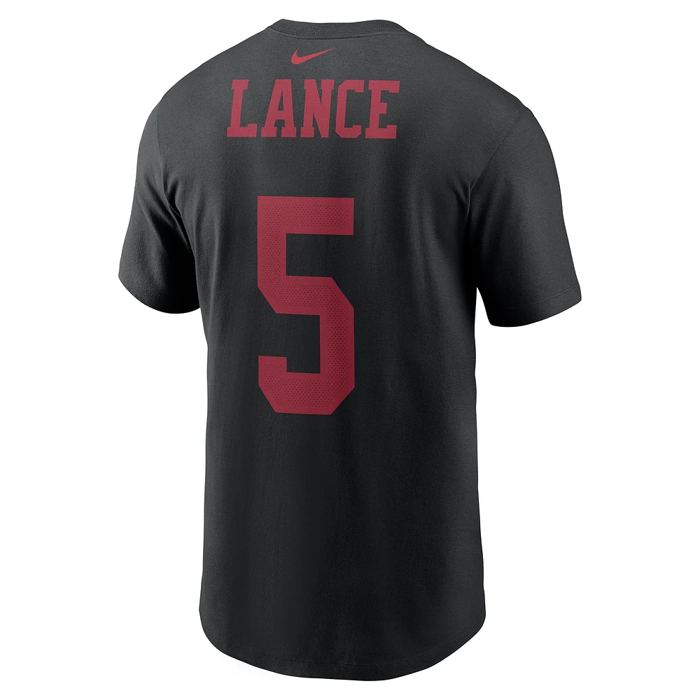 T-shirt Nike Trey Lance pour homme avec nom et numéro de joueur des 49ers San Francisco noir