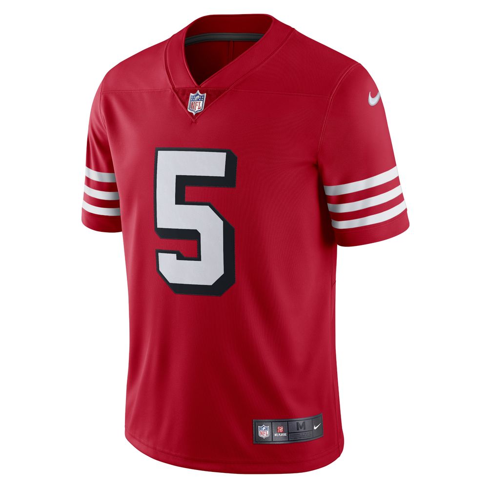 Men's Nike Trey Lance Scarlet San Francisco 49ers Alternate Vapor Limited Jersey