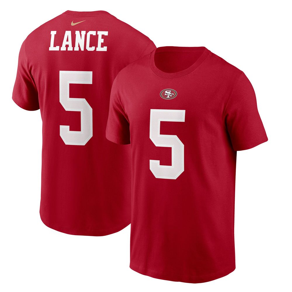 Men's Nike Trey Lance Scarlet San Francisco 49ers Player Name & Number T-Shirt