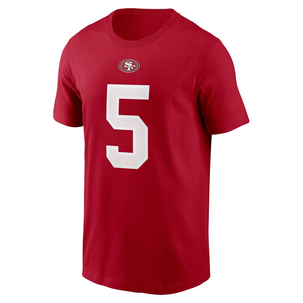 Men's Nike Trey Lance Scarlet San Francisco 49ers Player Name & Number T-Shirt