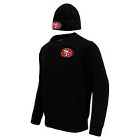 Men's Pro Standard Black San Francisco 49ers Crewneck Pullover Sweater & Cuffed Knit Hat Box Gift Set