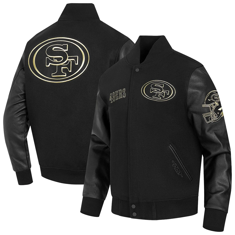 Veste Varsity entièrement zippée Pro Standard noire pour homme des San Francisco 49ers