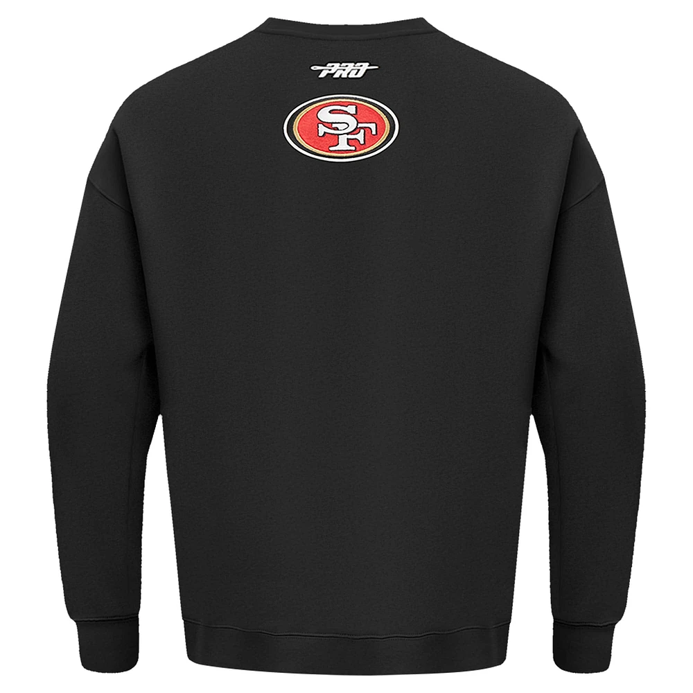 Men's Pro Standard Black San Francisco 49ers Turn It Up Drop Shoulder Pullover Sweatshirt