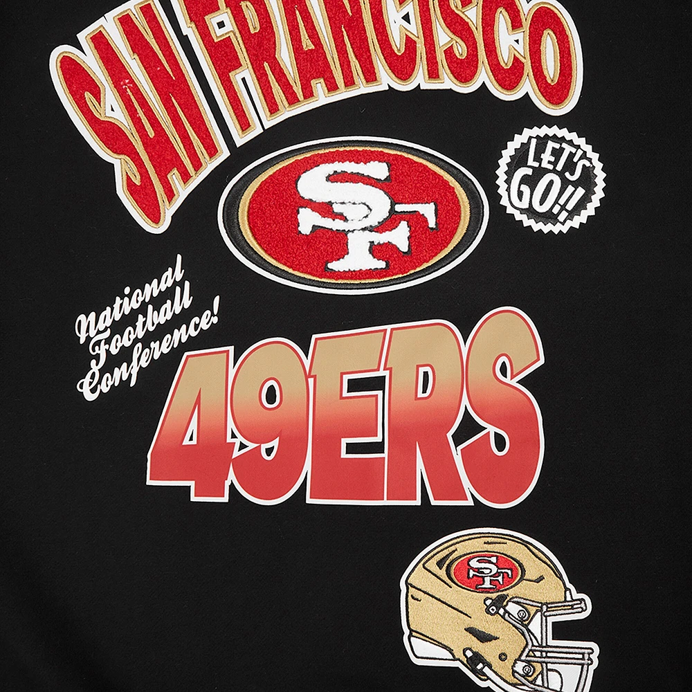 Men's Pro Standard Black San Francisco 49ers Turn It Up Drop Shoulder Pullover Sweatshirt