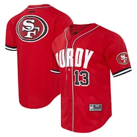 Men's Pro Standard Brock Purdy Scarlet San Francisco 49ers Mesh Button-Up Baseball Jersey