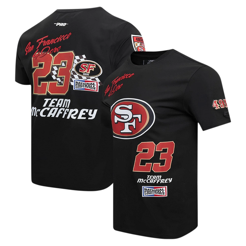 T-shirt noir Pro Standard Christian McCaffrey pour hommes des 49ers de San Francisco Fast Lane avec nom et numéro joueur