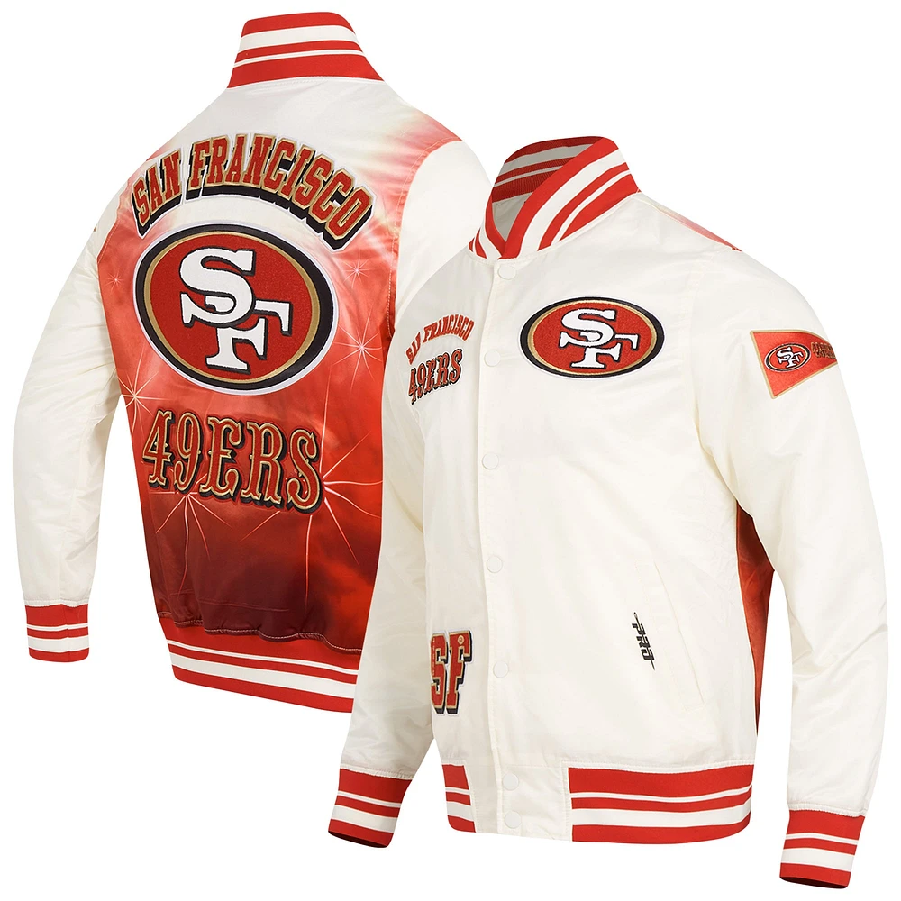 Men's Pro Standard Cream San Francisco 49ers Sublimated Satin Full-Snap Jacket