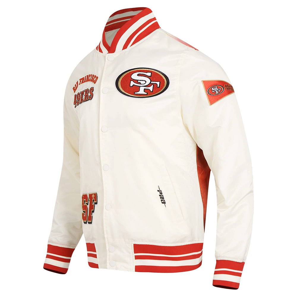 Men's Pro Standard Cream San Francisco 49ers Sublimated Satin Full-Snap Jacket