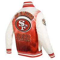 Men's Pro Standard Cream San Francisco 49ers Sublimated Satin Full-Snap Jacket