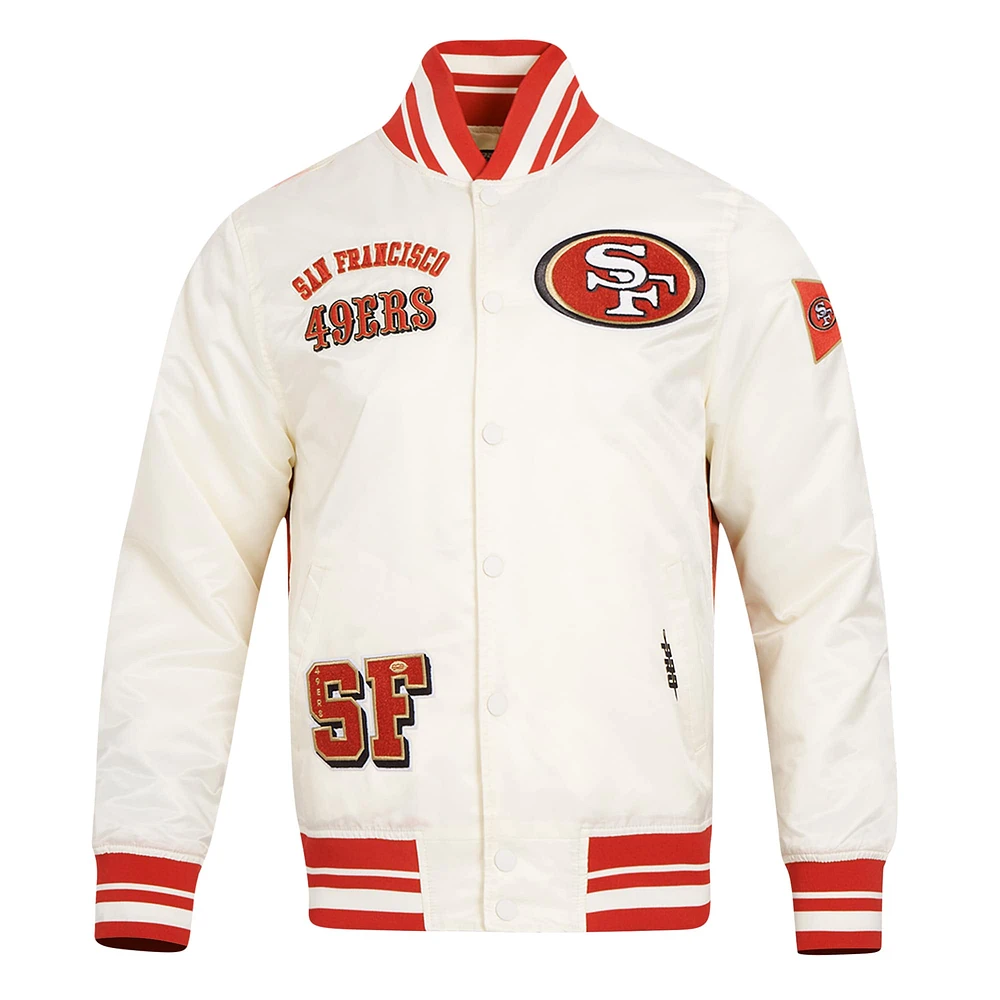 Men's Pro Standard Cream San Francisco 49ers Sublimated Satin Full-Snap Jacket