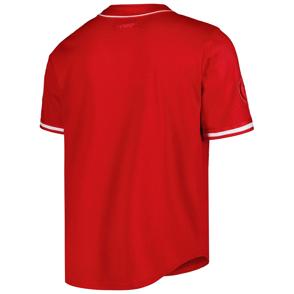 Men's Pro Standard Scarlet San Francisco 49ers Triple Tonal Mesh Button-Up Shirt