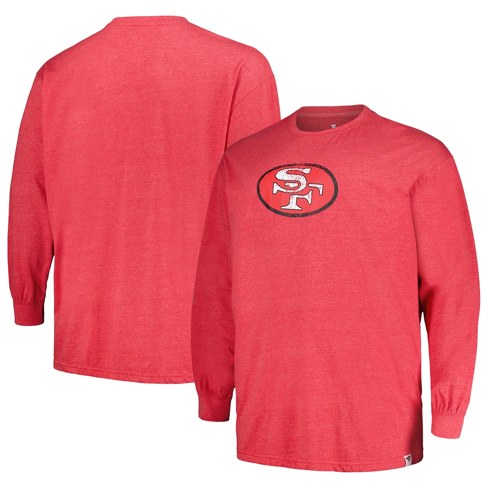 T-shirt à manches longues pour hommes Profile Heather Scarlet San Francisco 49ers Big & Tall