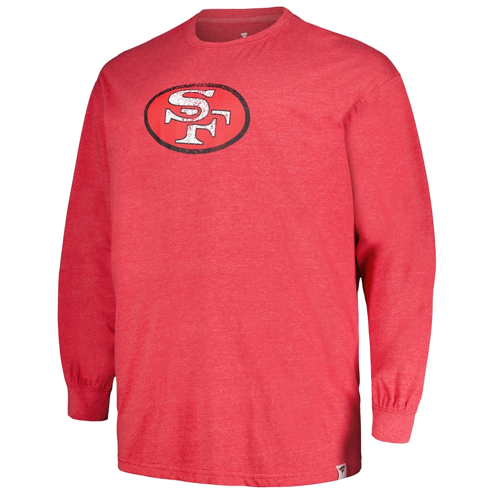 Men's Profile Heather Scarlet San Francisco 49ers Big & Tall Throwback Long Sleeve T-Shirt