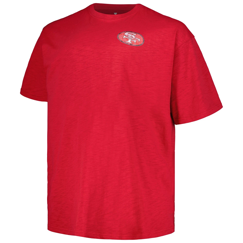 T-shirt pour homme Profile Scarlet San Francisco 49ers Big & Tall Two-Hit Throwback