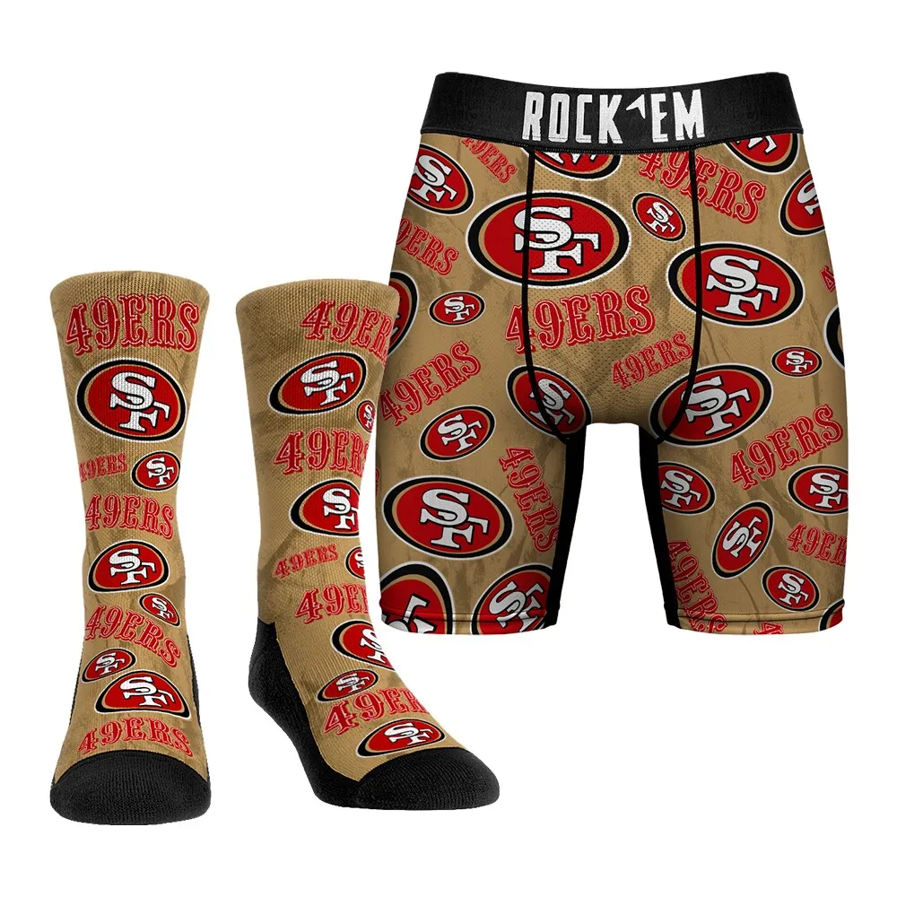 Lids San Francisco 49ers Rock Em Socks All-Over Logo Underwear and Crew  Combo Pack