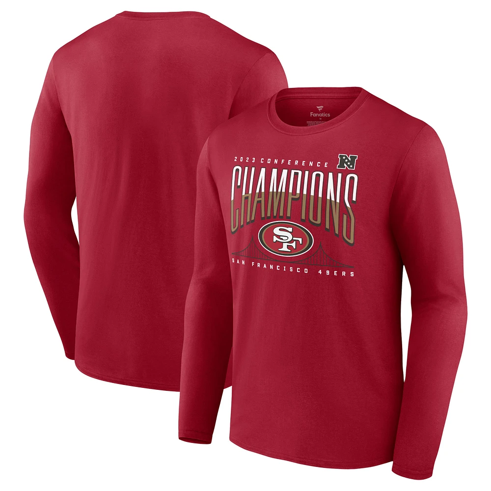 T-shirt à manches longues pour homme Scarlet San Francisco 49ers, champions NFC 2023, Hometown Not Done