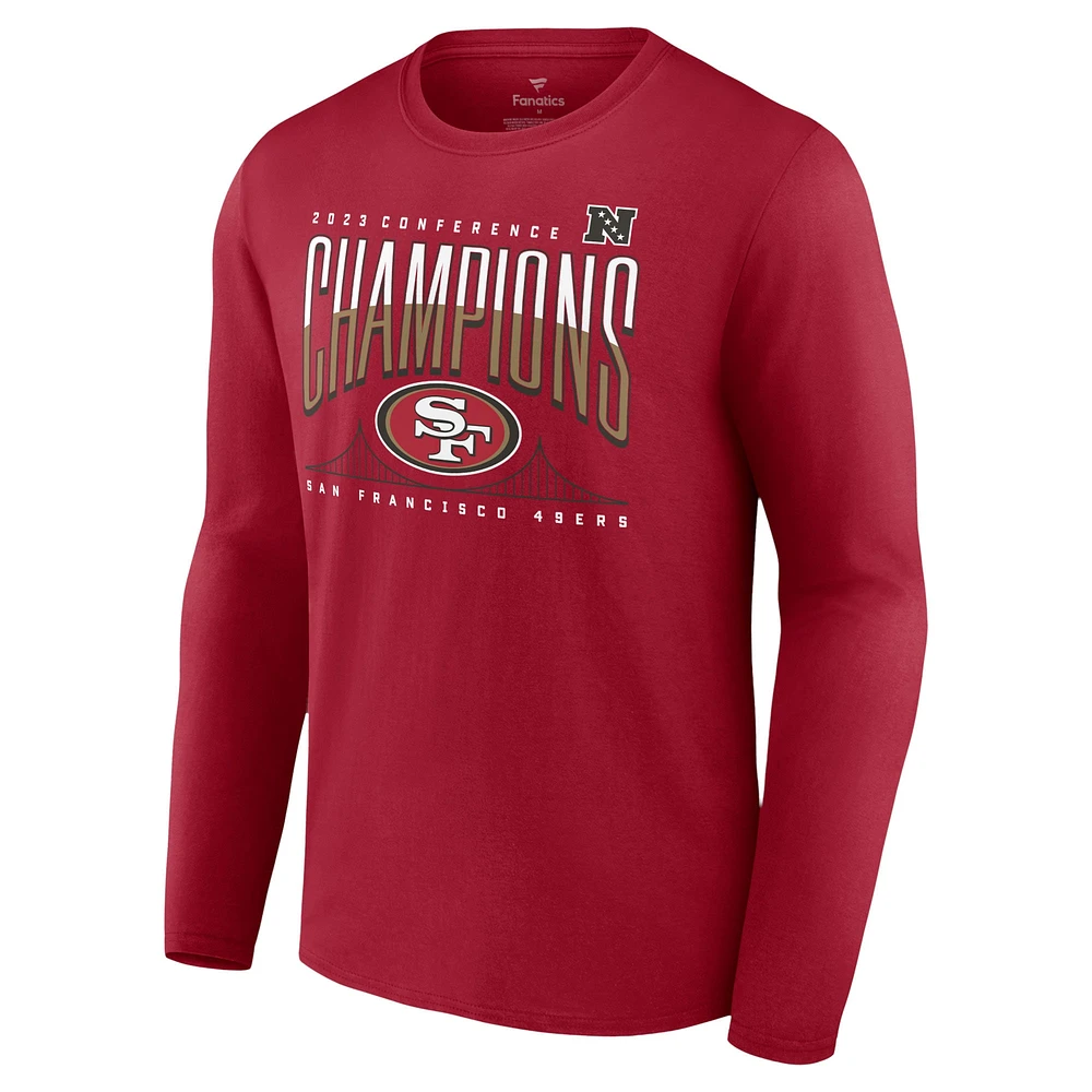 T-shirt à manches longues pour homme Scarlet San Francisco 49ers, champions NFC 2023, Hometown Not Done