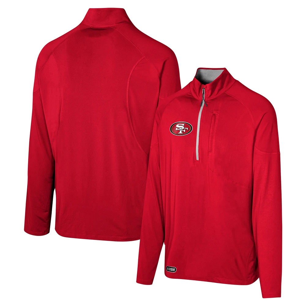 Men's Scarlet San Francisco 49ers Grind Iron Quarter-Zip Top