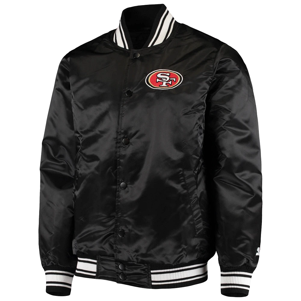 Veste Starter Noir San Francisco 49ers Locker Room Satin Varsity Full-Snap pour homme