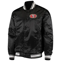 Veste Starter Noir San Francisco 49ers Locker Room Satin Varsity Full-Snap pour homme