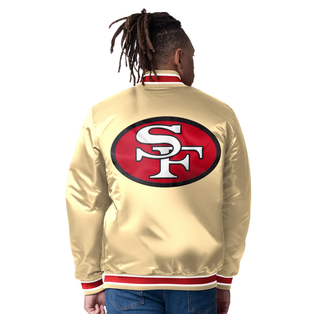 Men's Starter  Scarlet/Gold San Francisco 49ers Closer Reversible Satin Full-Snap Jacket