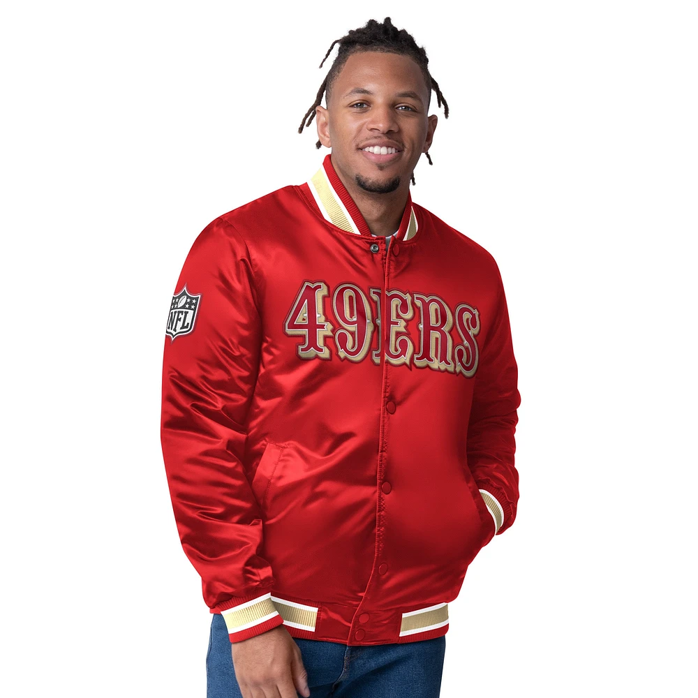 Veste réversible en satin Starter pour homme, couleur écarlate/dorée, avec boutons-pression, des 49ers de San Francisco