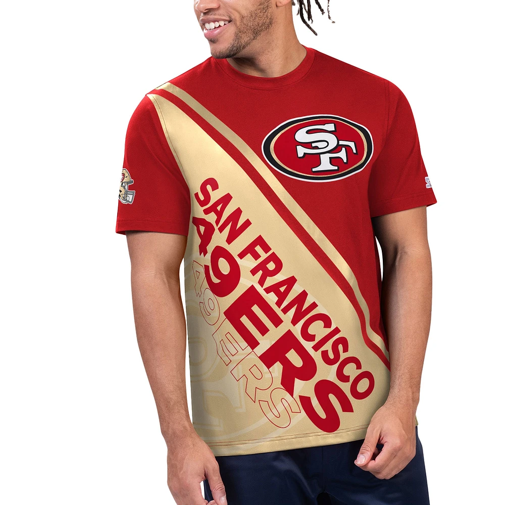 T-shirt graphique Starter Scarlet/Gold pour hommes des San Francisco 49ers Finish Line Extreme