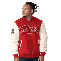 Veste de survêtement en satin pour homme Starter Scarlet San Francisco 49ers Complete Game Varsity Full-Snap