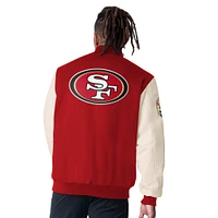 Veste de survêtement en satin pour homme Starter Scarlet San Francisco 49ers Complete Game Varsity Full-Snap