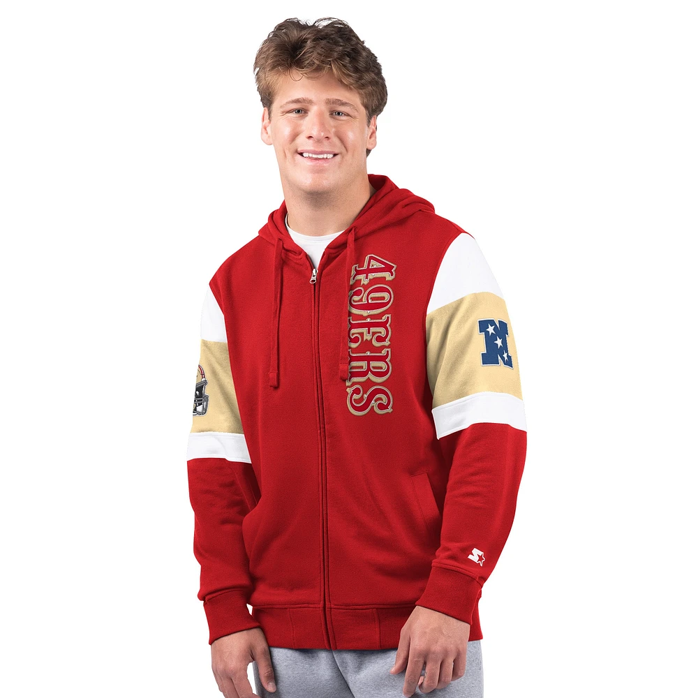 Sweat à capuche zippé intégral Starter Scarlet San Francisco 49ers Extreme pour homme