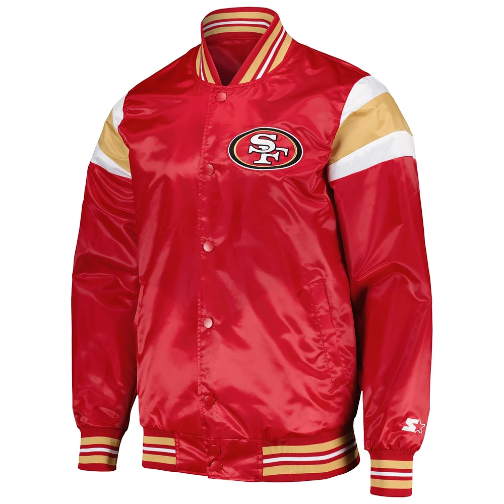 Men's Starter Scarlet San Francisco 49ers Satin Full-Snap Varsity Jacket