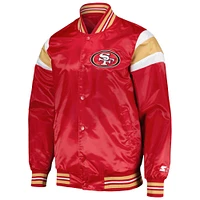 Veste universitaire en satin à bouton-pression Starter Scarlet San Francisco 49ers pour hommes