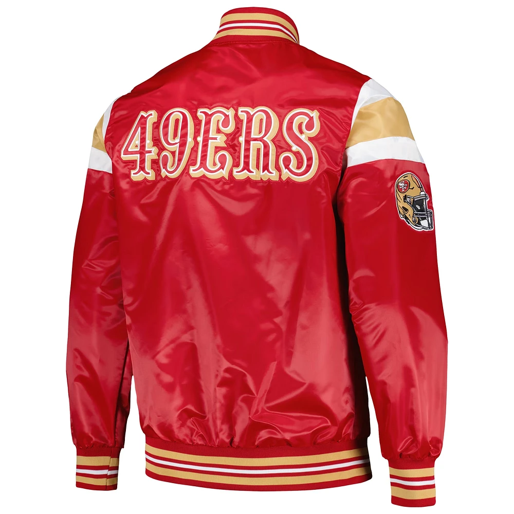 Men's Starter Scarlet San Francisco 49ers Satin Full-Snap Varsity Jacket