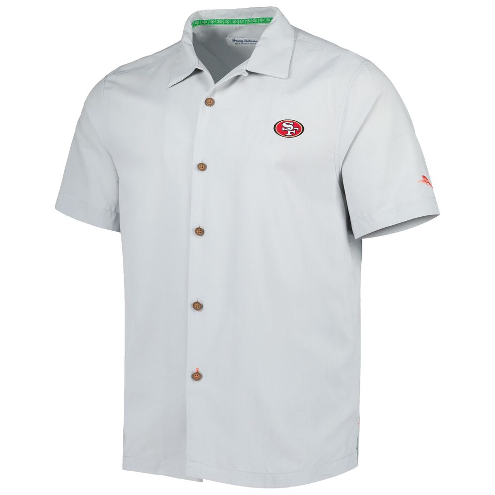 Tommy Bahama Men's Tommy Bahama Gray San Francisco 49ers Coconut Point  Frondly Fan Camp IslandZone Button-Up Shirt