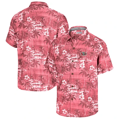 Chemise boutonnée rouge pour homme Tommy Bahama San Francisco 49ers Coconut Point Isla Palmetta Camp