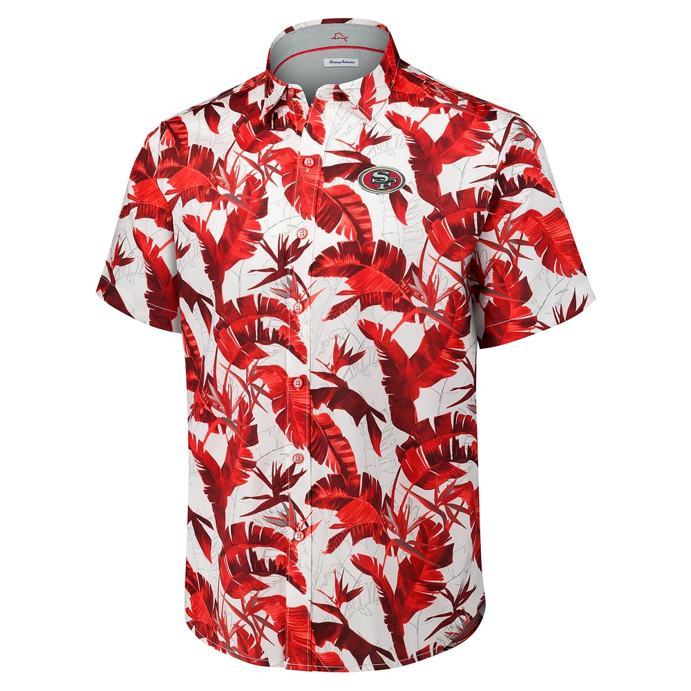 Men's Tommy Bahama Scarlet San Francisco 49ers Sunnyvale Blooms Camp Button-Up Shirt