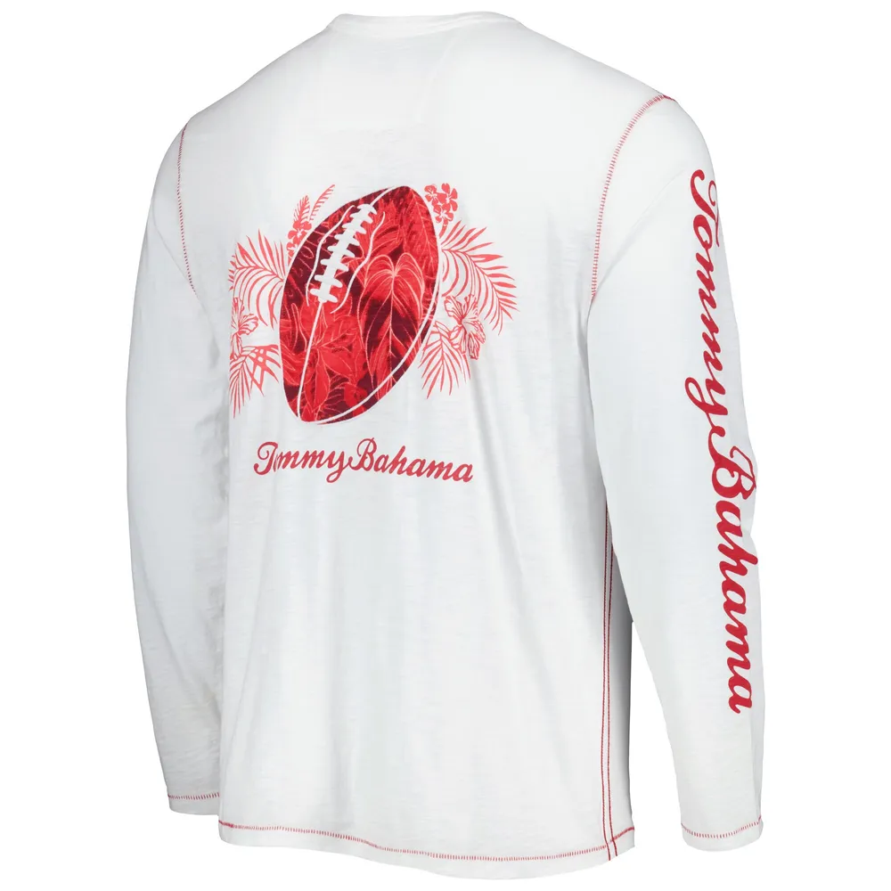 T-shirt à manches longues Tommy Bahama des 49ers de San Francisco avec lacets pour homme, blanc