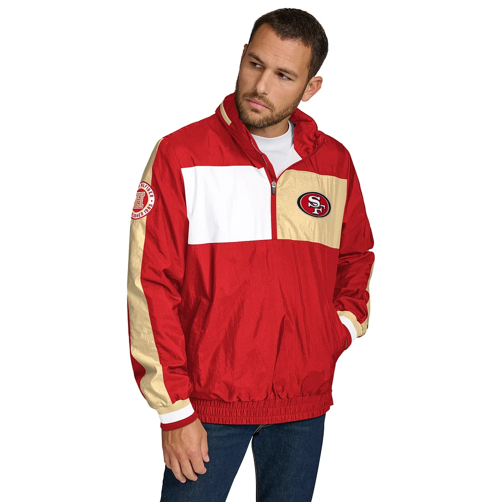 Men's Tommy Hilfiger Red San Francisco 49ers Gael Lightweight Half-Zip Hoodie Jacket