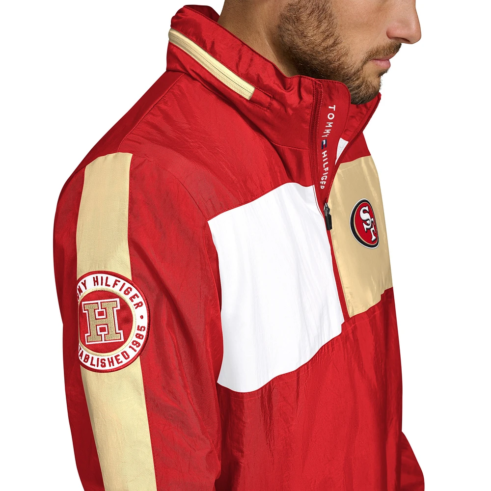 Men's Tommy Hilfiger Red San Francisco 49ers Gael Lightweight Half-Zip Hoodie Jacket