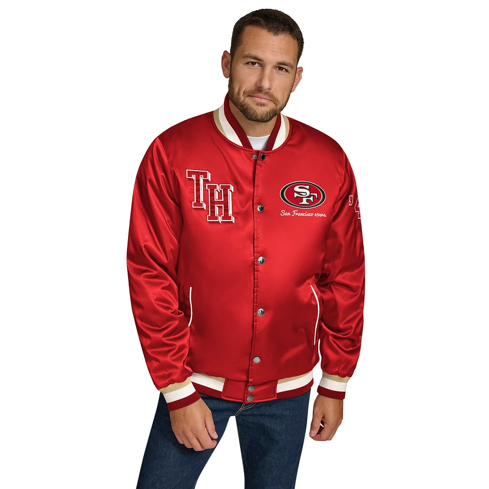 Veste en satin à boutons-pression Dante Scarlet de Tommy Hilfiger pour homme des San Francisco 49ers