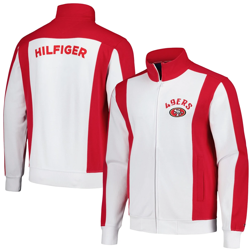 Veste de survêtement entièrement zippée Tommy Hilfiger pour hommes, blanc/écarlate, San Francisco 49ers Nolan