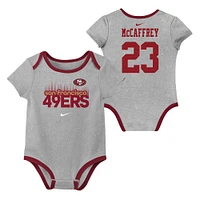 Ensemble de 3 bodies Nike Christian McCaffrey San Francisco 49ers avec nom et numéro pour nouveau-né bébé