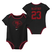 Ensemble de 3 bodies Nike Christian McCaffrey San Francisco 49ers avec nom et numéro pour nouveau-né bébé