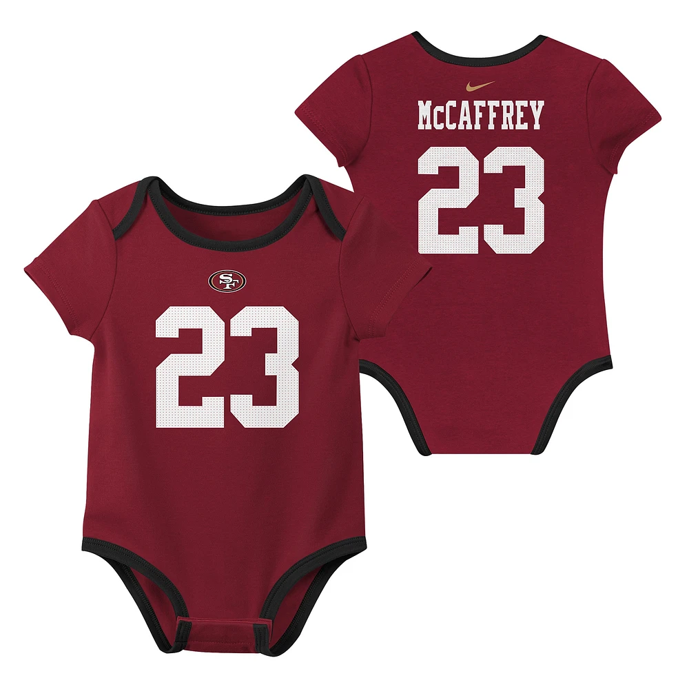 Ensemble de 3 bodies Nike Christian McCaffrey San Francisco 49ers avec nom et numéro pour nouveau-né bébé