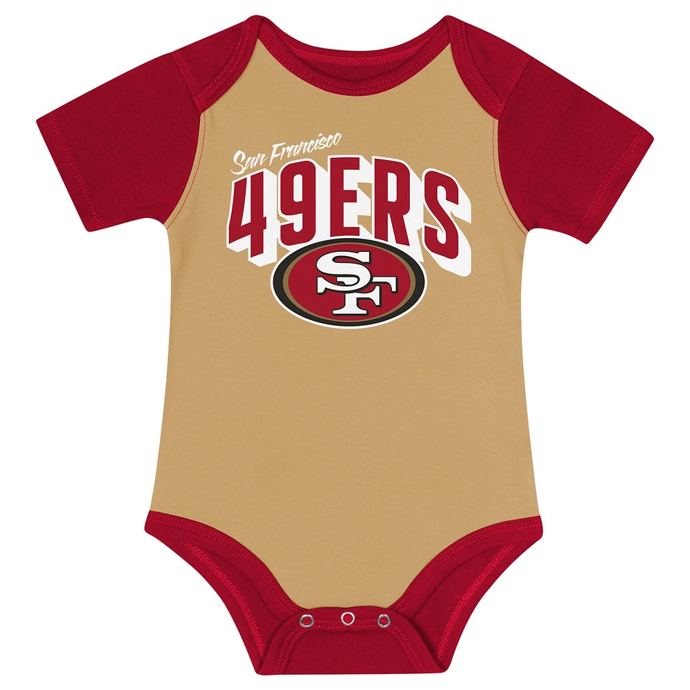 Newborn & Infant San Francisco 49ers Dynamic Duo Bodysuit, Bib Knit Hat Set