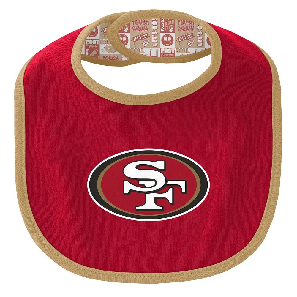 Newborn & Infant San Francisco 49ers Dynamic Duo Bodysuit, Bib Knit Hat Set
