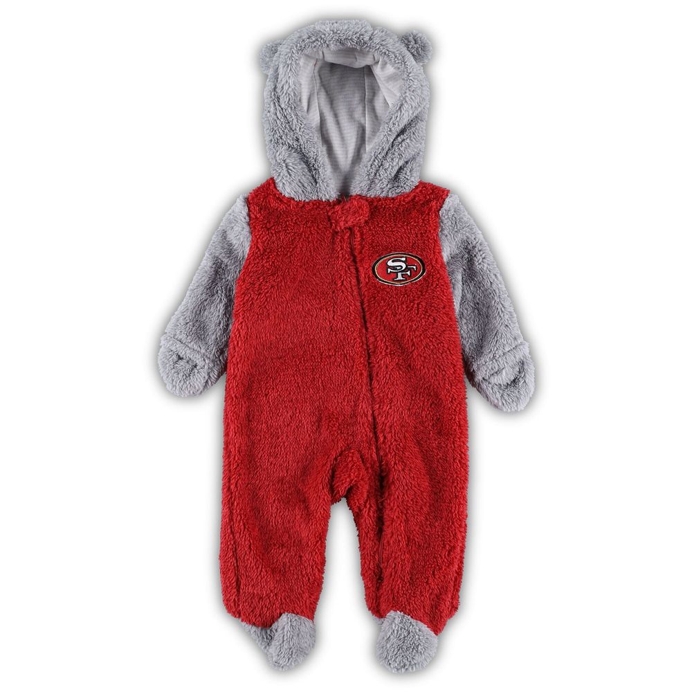 Newborn & Infant Scarlet/Gray San Francisco 49ers Game Nap Teddy Fleece Bunting Full-Zip Sleeper